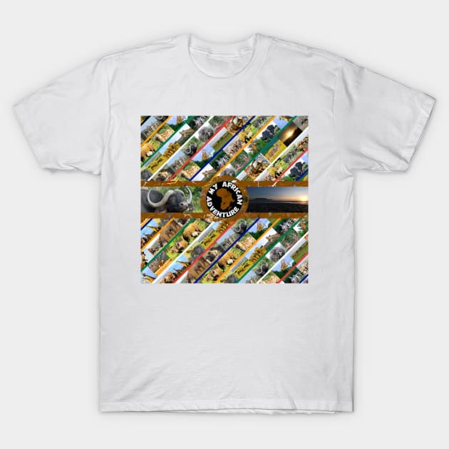 My African Adventure Wildlife Collage T-Shirt by PathblazerStudios